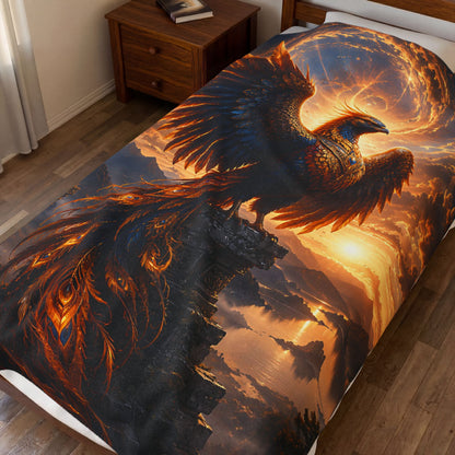 ARCHAIX Phoenix at the Ruined Temple velveteen plush blanket product image