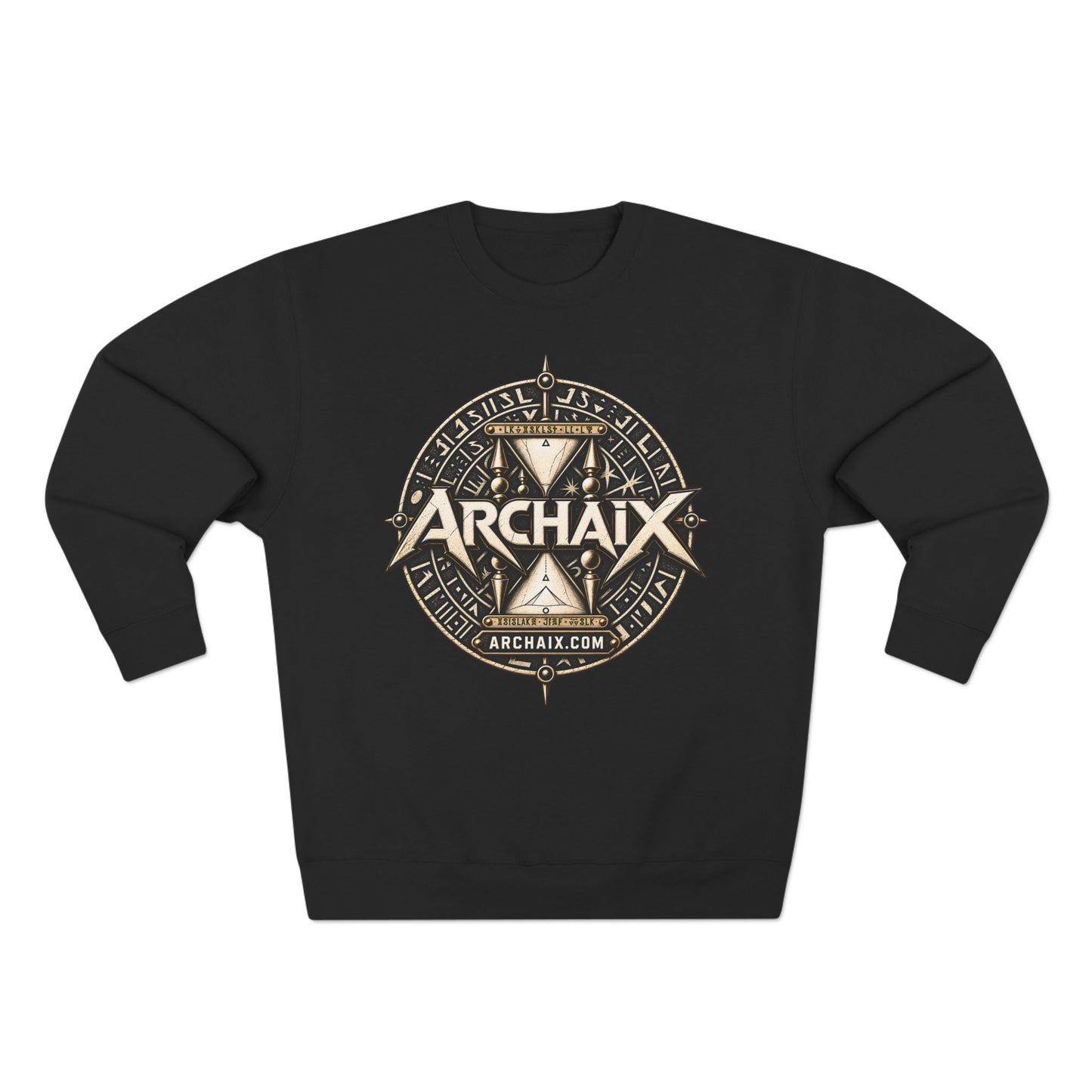 ARCHAIX Crest Lane Seven crewneck sweatshirt in Black and Charcoal Heather