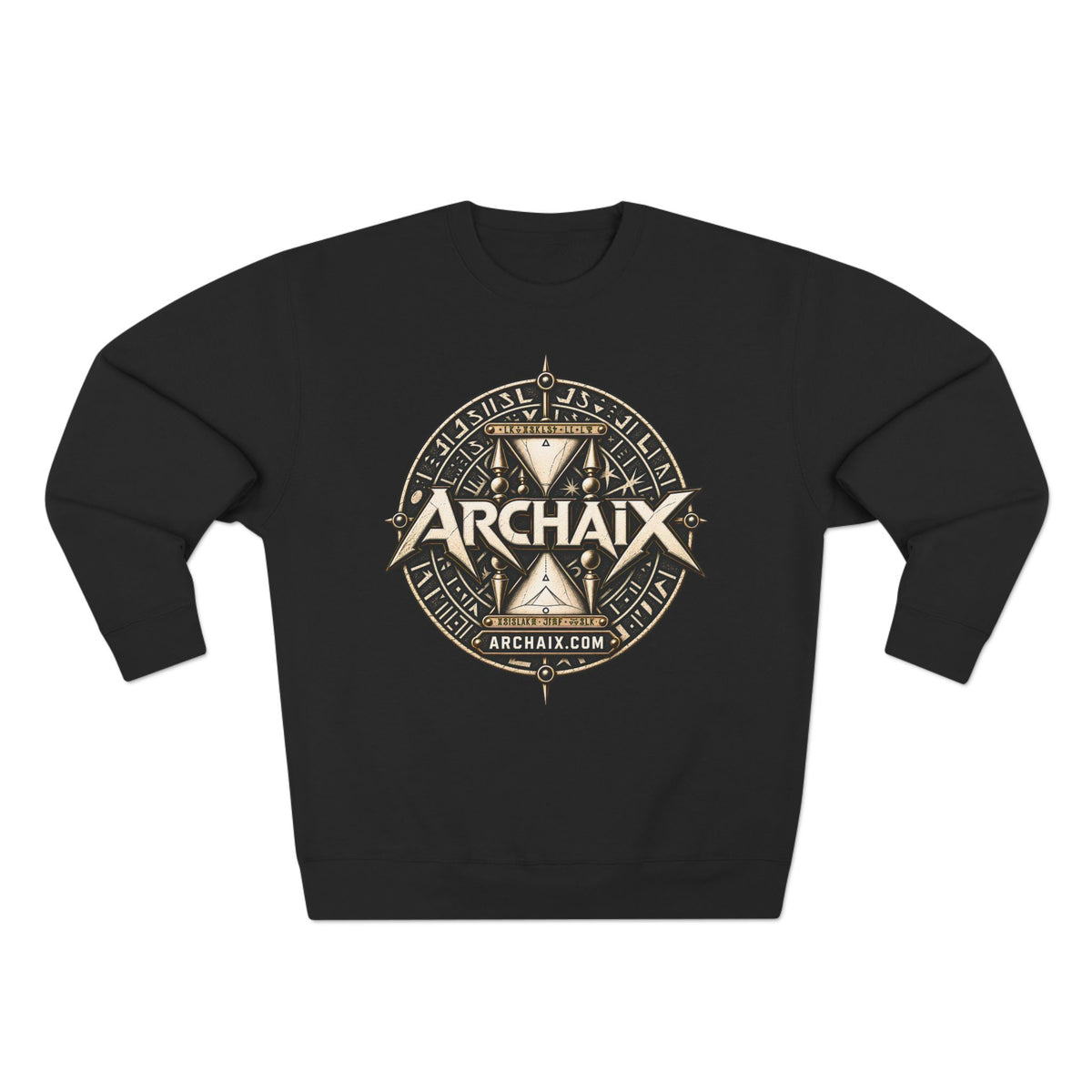 ARCHAIX Crest Lane Seven crewneck sweatshirt in Black and Charcoal Heather