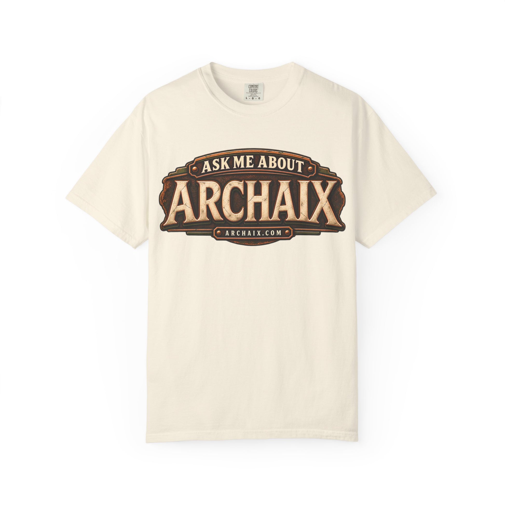 Ask Me About ARCHAIX garment-dyed T-shirt mockup