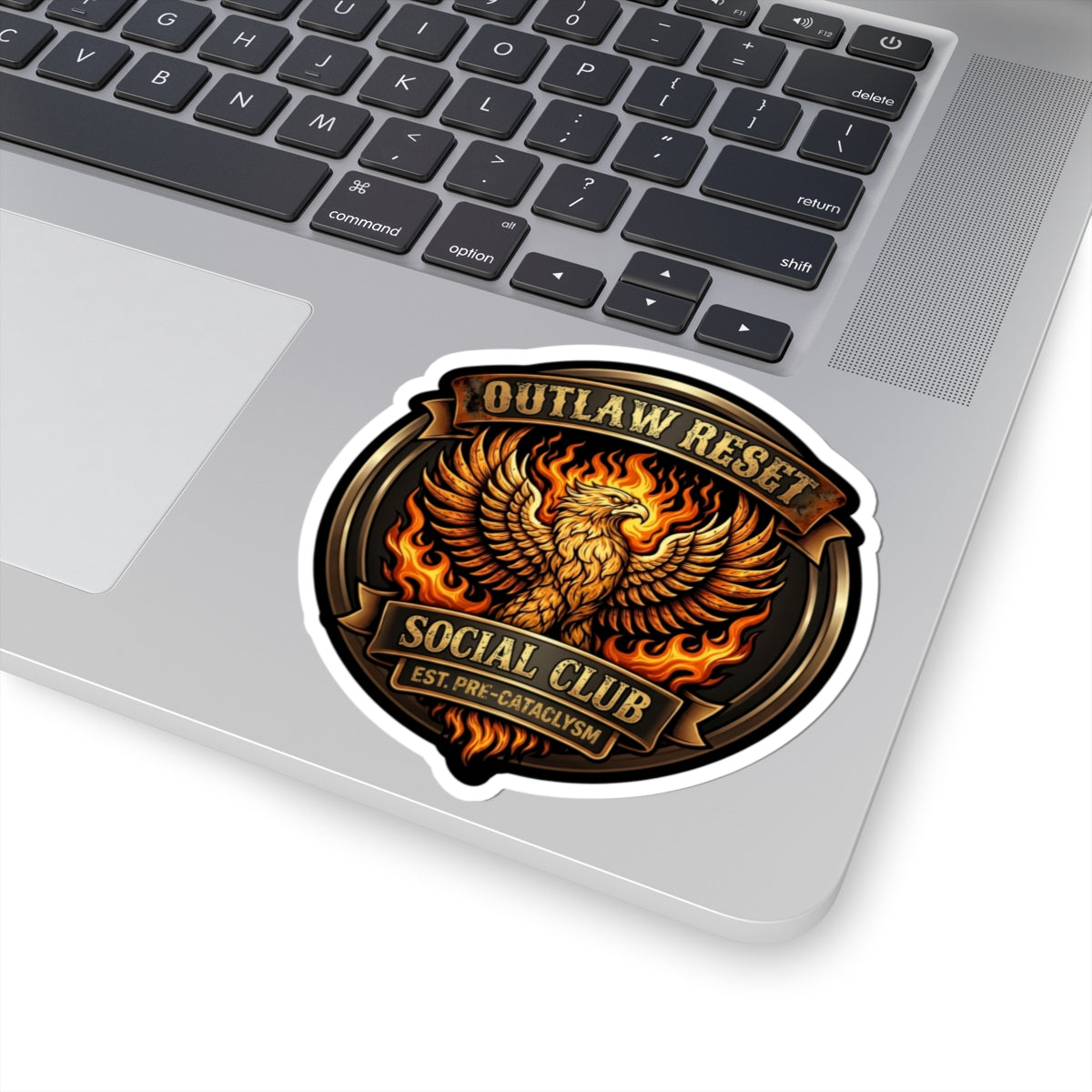 Outlaw Reset Social Club phoenix emblem kiss-cut sticker