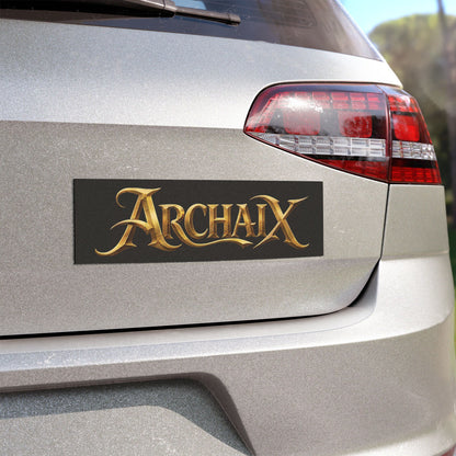 ARCHAIX burnished gold wordmark 10 × 3 car magnet on charcoal