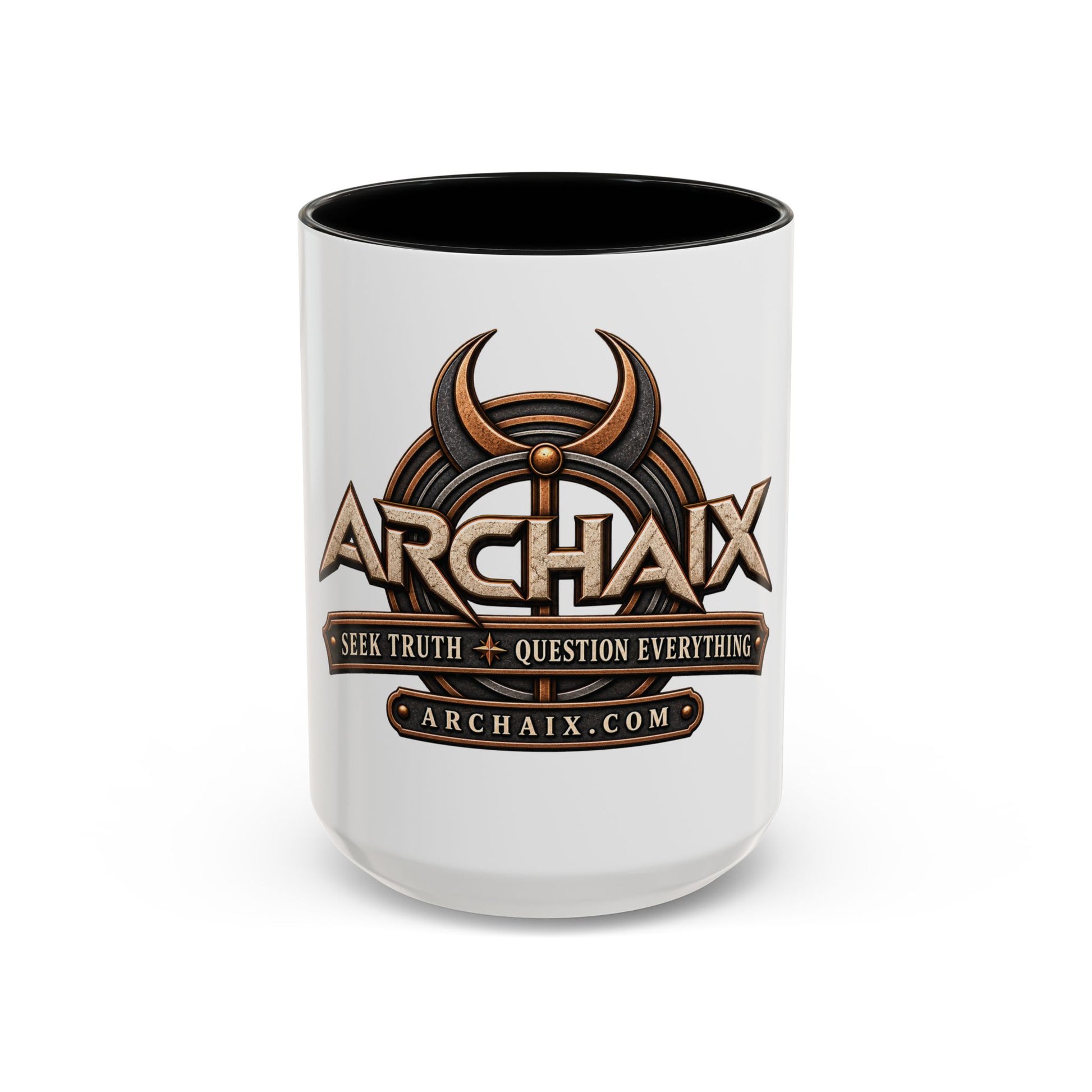 See Truth Question Everything black-accent ceramic mug alternate product view