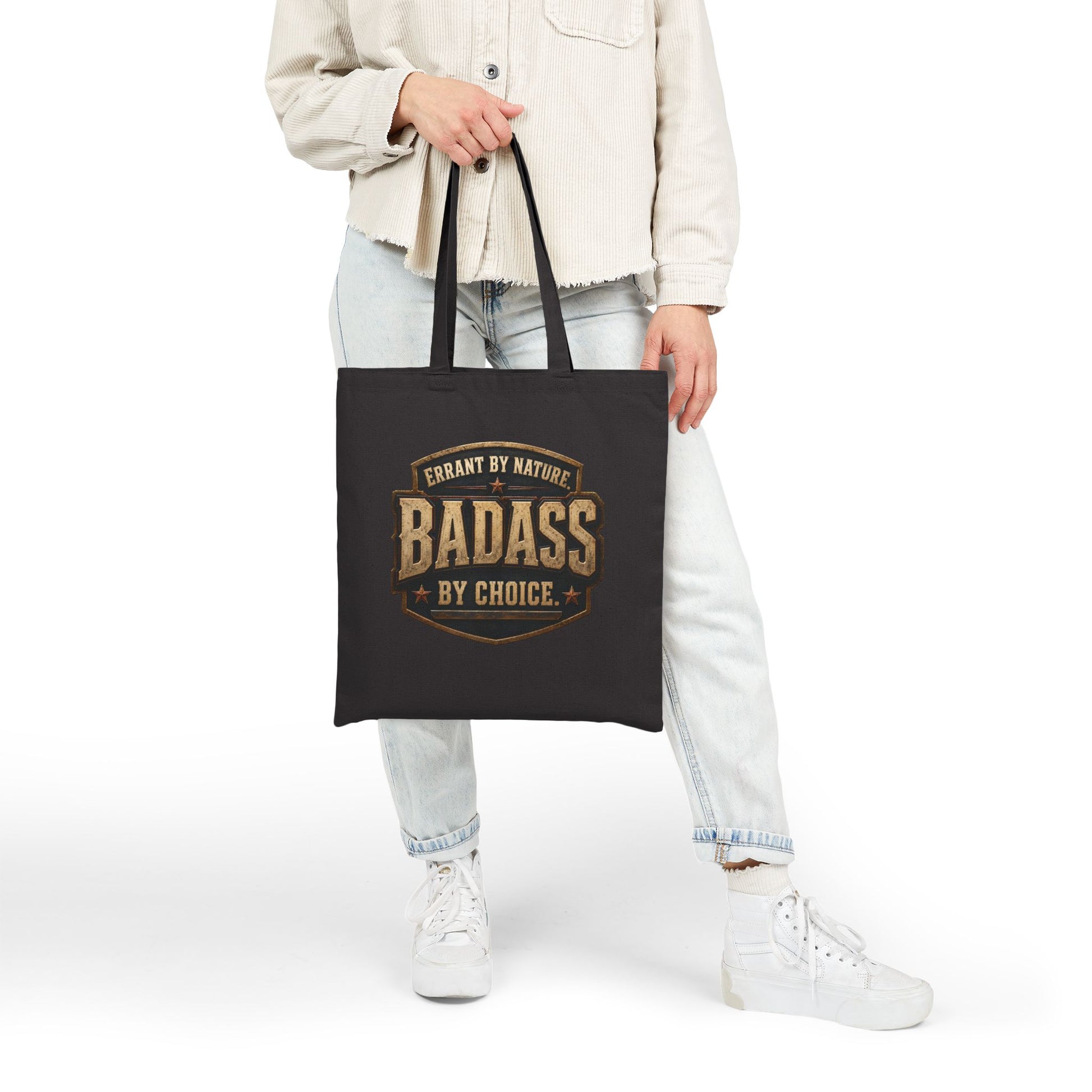 Errant by Nature, Badass by Choice black canvas tote product image