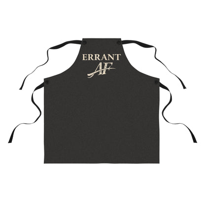 ERRANT AF charcoal full-length apron with distressed ivory lettering