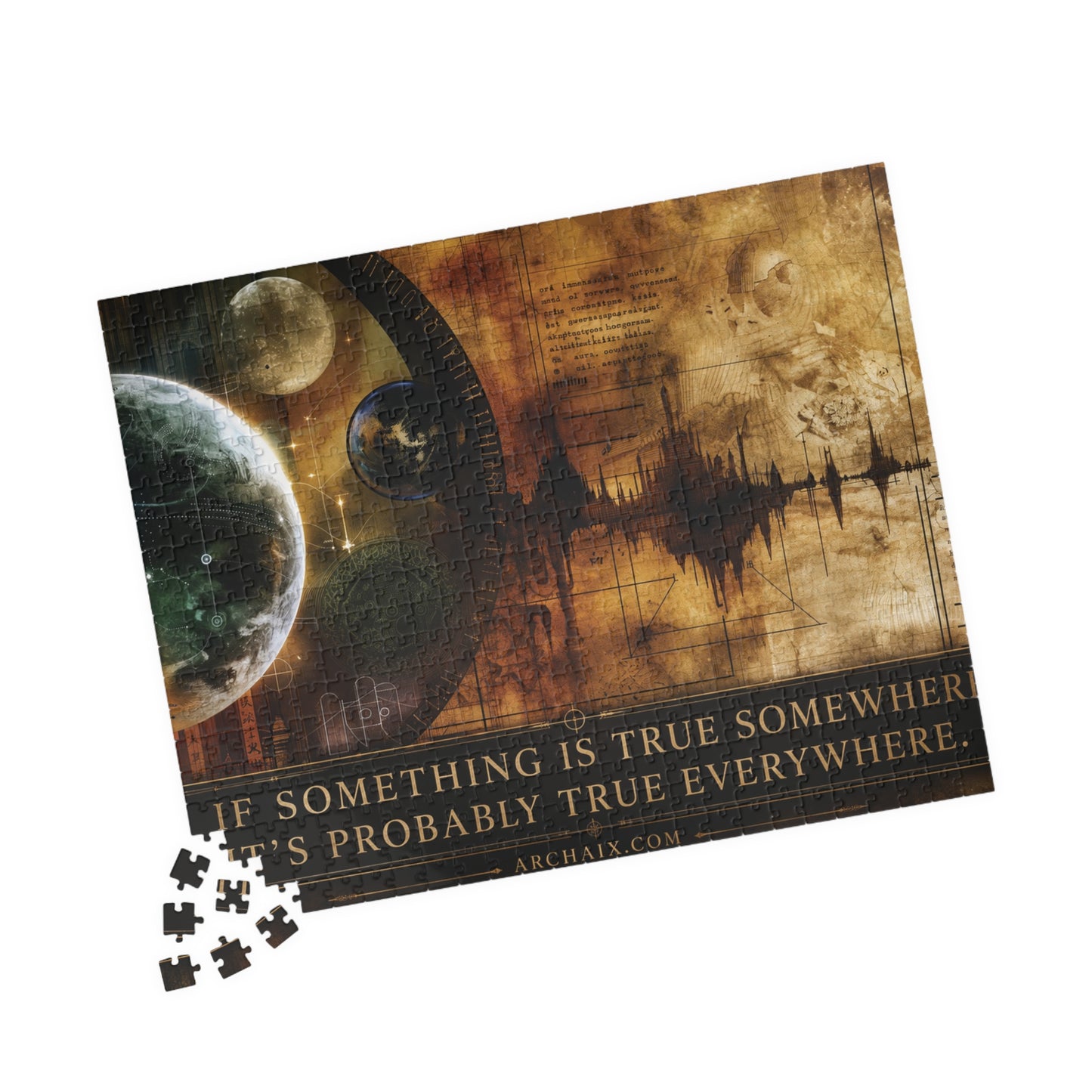 ARCHAIX Stellar Schematics puzzle shown at an angle with loose pieces