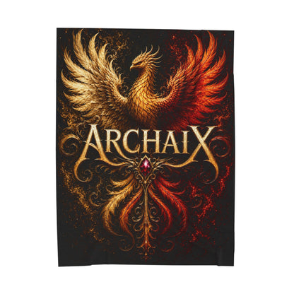 ARCHAIX gold and ember phoenix emblem velveteen blanket