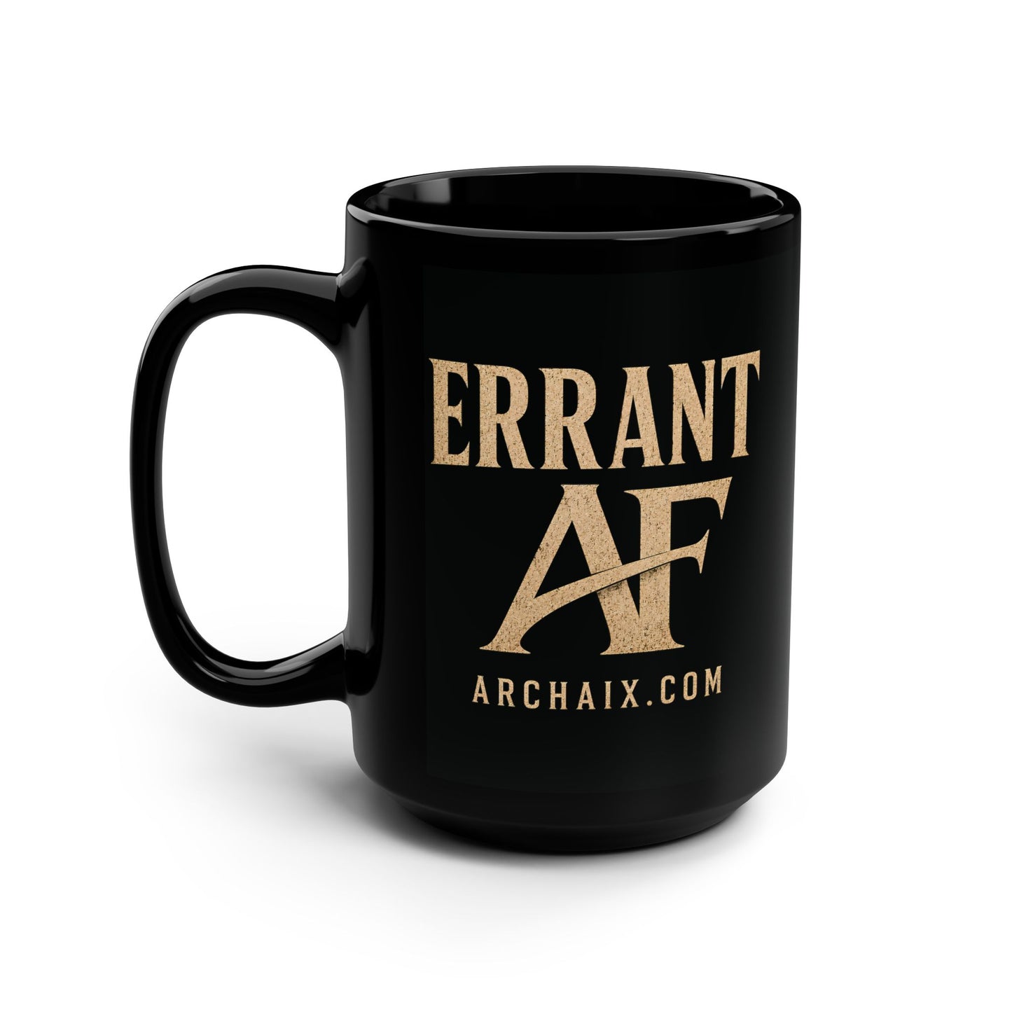 ERRANT AF 15 oz black ceramic mug design detail