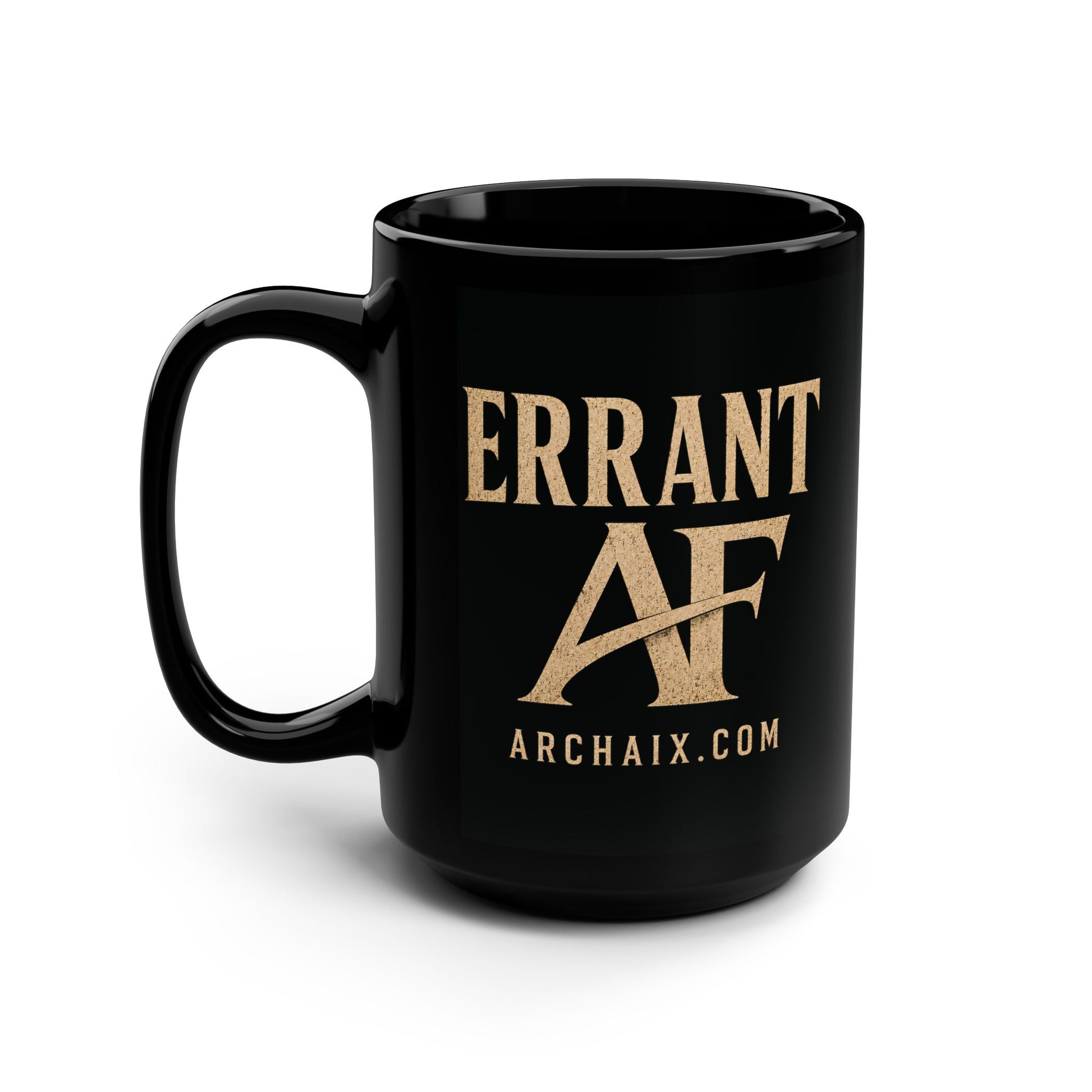 ERRANT AF 15 oz black ceramic mug design detail
