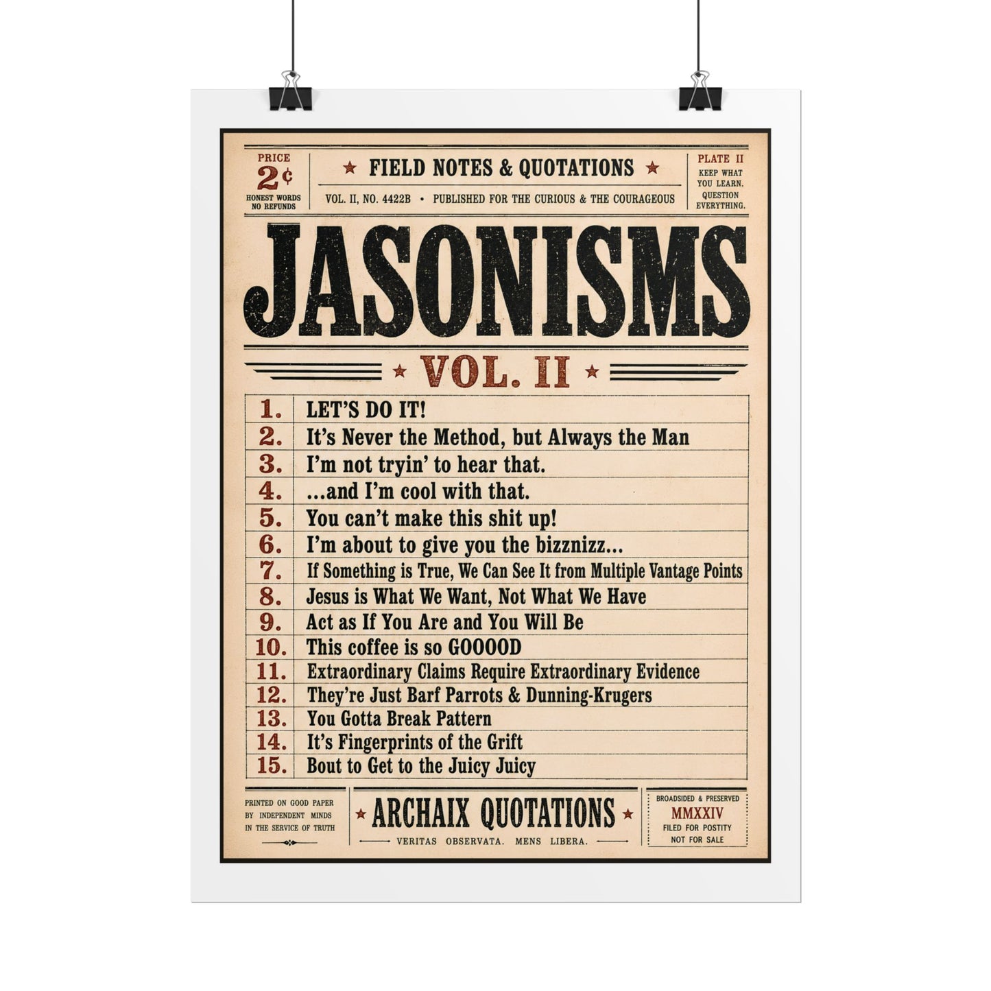 Jasonisms Vol. II vintage quote poster product image