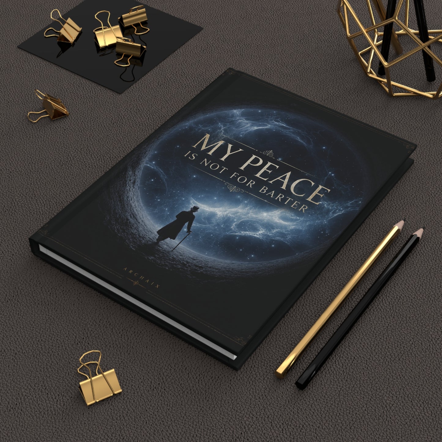ARCHAIX My Peace Is Not for Barter matte hardcover journal product mockup