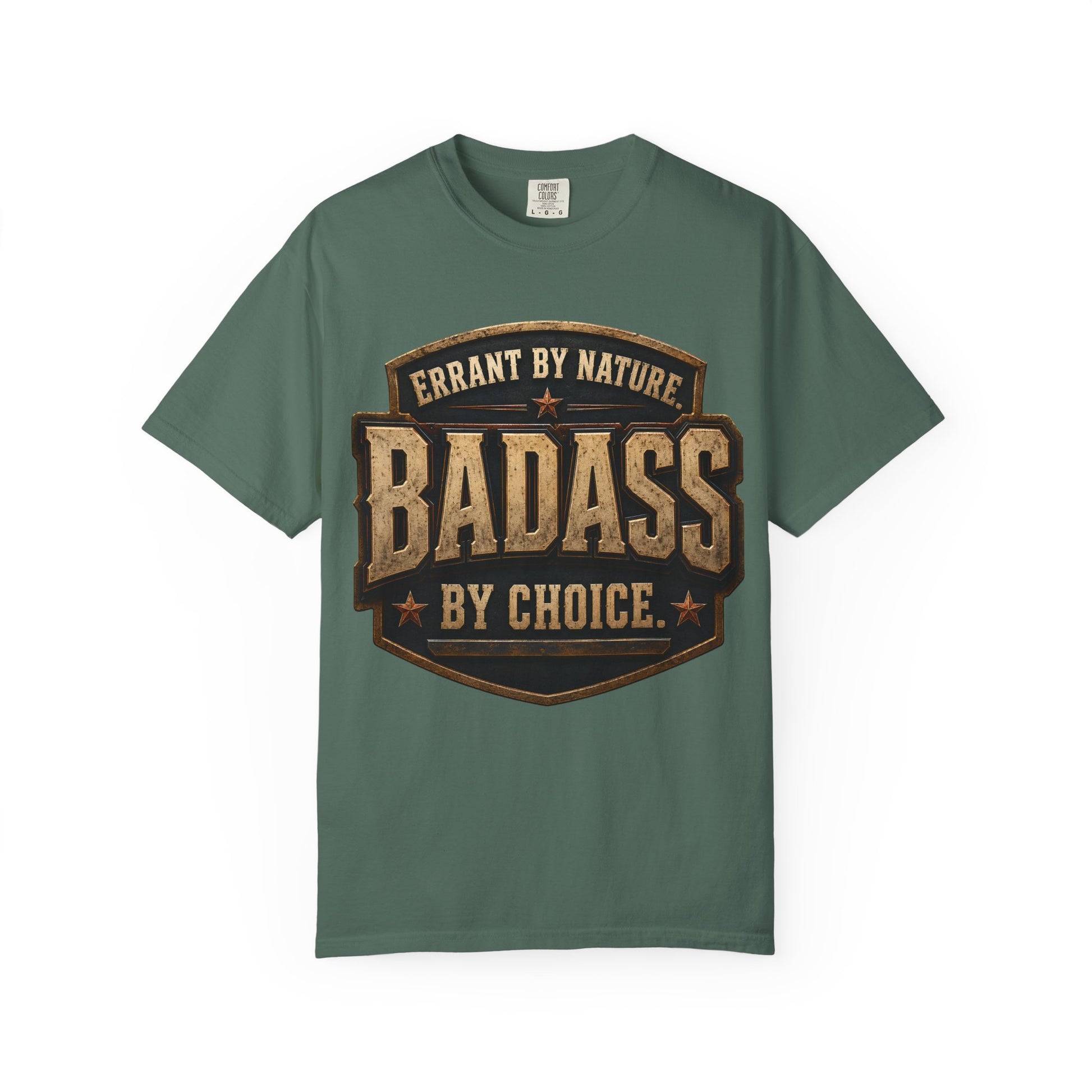 Errant by Nature, Badass by Choice vintage shield T-shirt product image