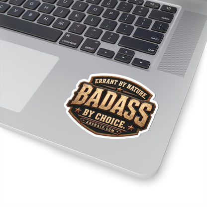 Errant by Nature, BADASS by Choice vintage shield sticker — additional view