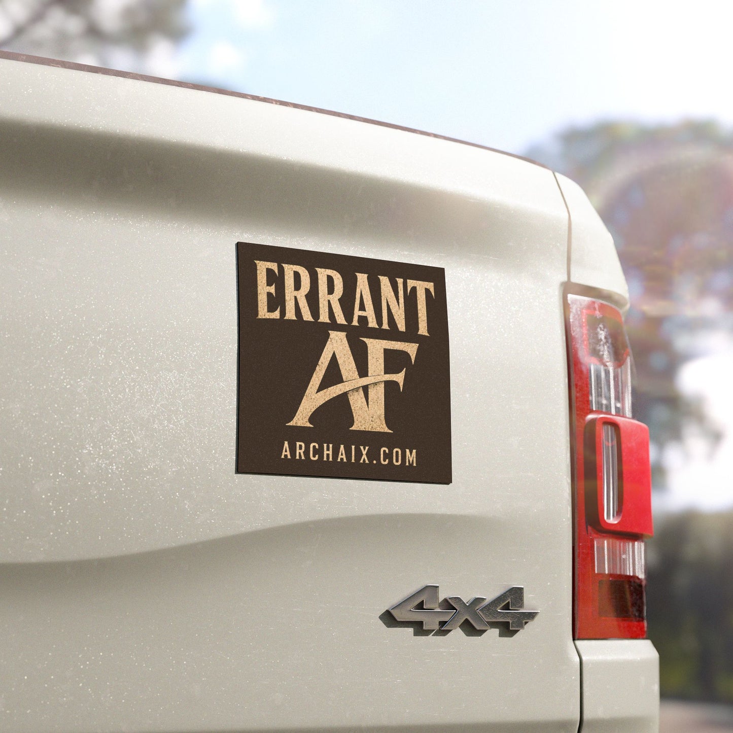 ERRANT AF distressed ivory on charcoal 5 × 5 car magnet product image