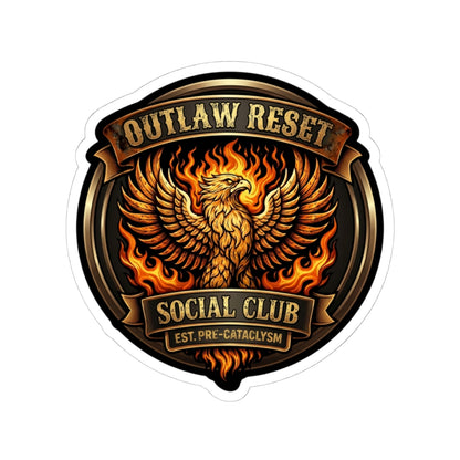 Outlaw Reset Social Club sticker product view with phoenix crest