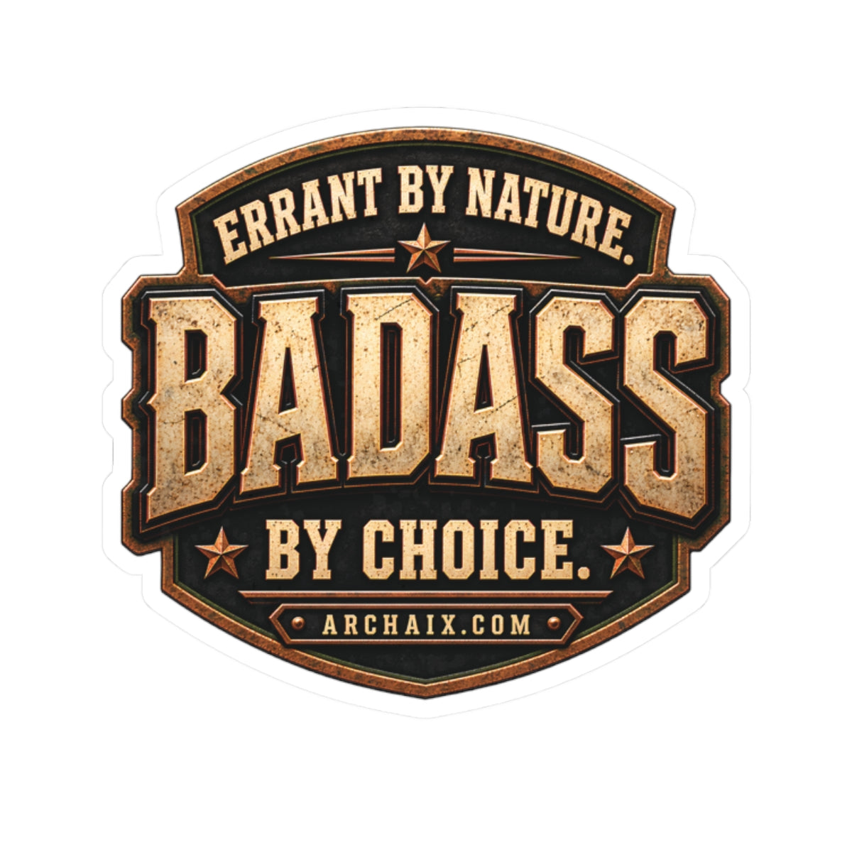 Errant by Nature, BADASS by Choice kiss-cut sticker — product mockup