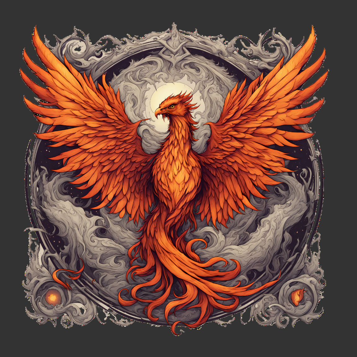 Bordered Phoenix Men's V-Neck T-Shirt