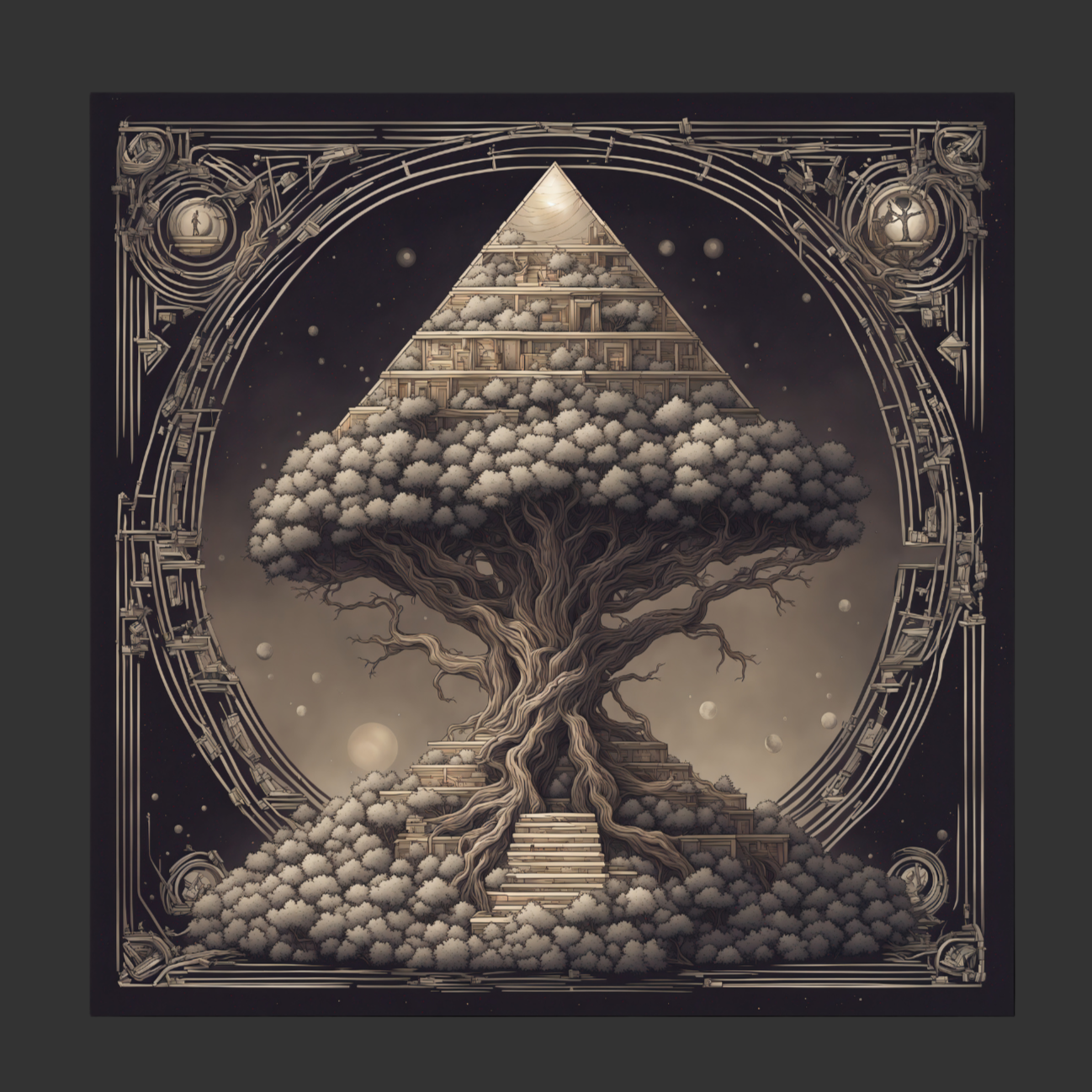 Pyramid World Tree Men's V-Neck T-Shirt