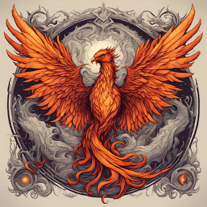 Bordered Phoenix V-Neck T-Shirt