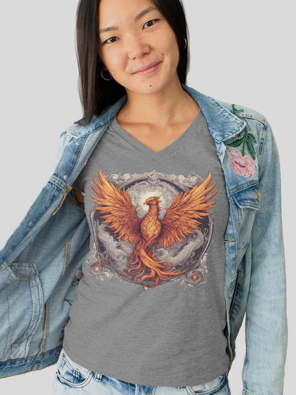 Bordered Phoenix V-Neck T-Shirt