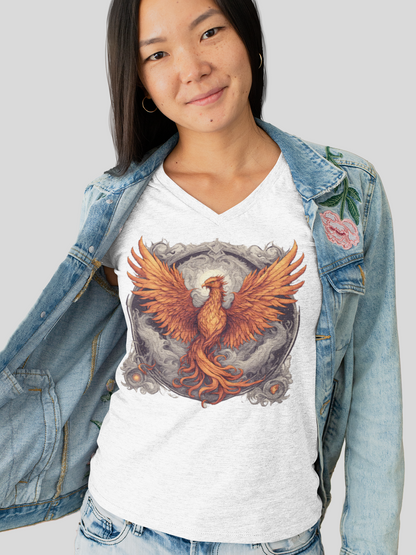 Bordered Phoenix V-Neck T-Shirt