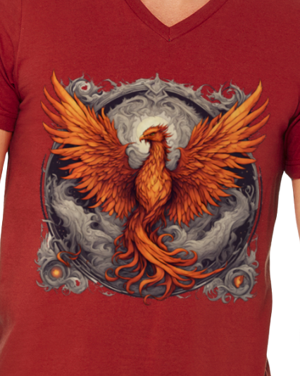 Bordered Phoenix Men's V-Neck T-Shirt