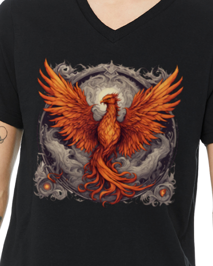 Bordered Phoenix Men's V-Neck T-Shirt