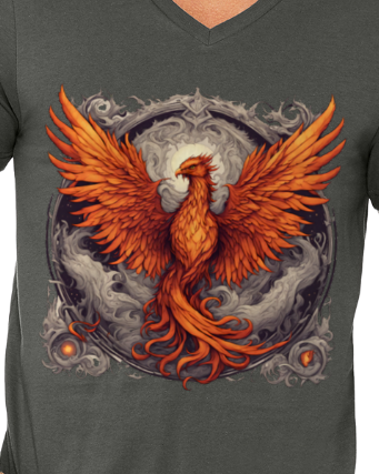 Bordered Phoenix Men's V-Neck T-Shirt