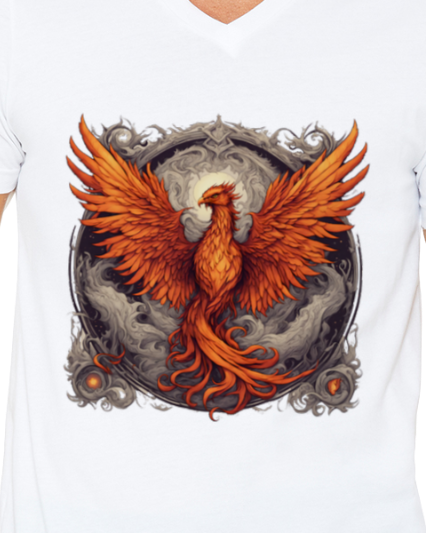 Bordered Phoenix Men's V-Neck T-Shirt
