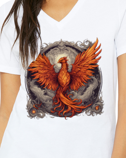 Bordered Phoenix Women's V-Neck T-Shirt