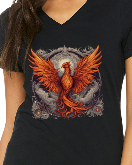 Bordered Phoenix Women's V-Neck T-Shirt