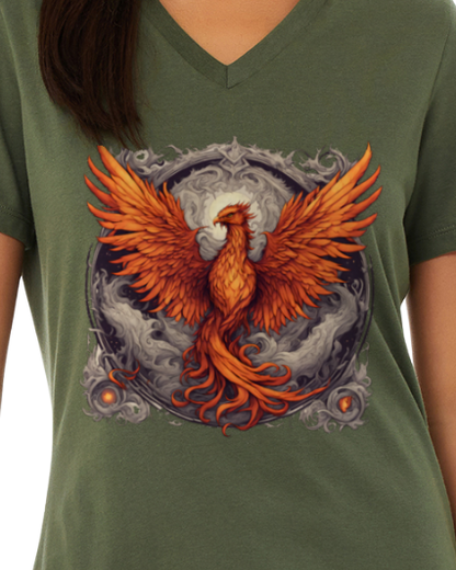 Bordered Phoenix Women's V-Neck T-Shirt