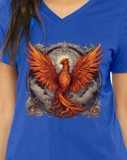 Bordered Phoenix Women's V-Neck T-Shirt