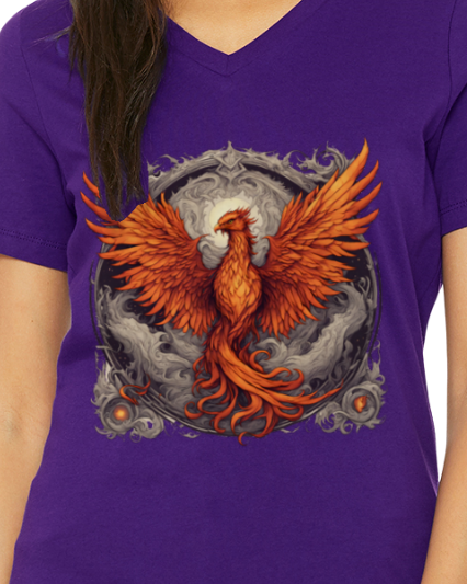 Bordered Phoenix Women's V-Neck T-Shirt