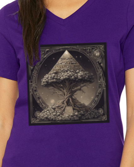 Pyramid World Tree Women's V-Neck T-Shirt