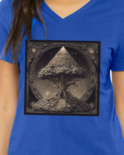 Pyramid World Tree Women's V-Neck T-Shirt