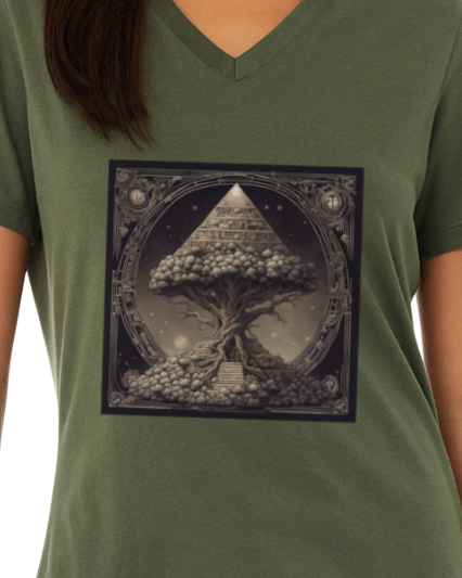 Pyramid World Tree Women's V-Neck T-Shirt