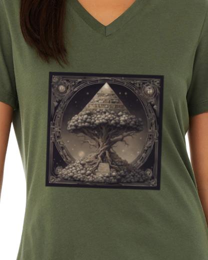 Pyramid World Tree Women's V-Neck T-Shirt