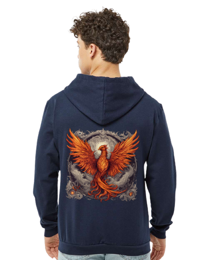 Bordered Phoenix Zip Hoodie