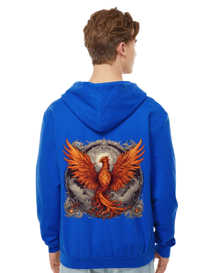 Bordered Phoenix Zip Hoodie