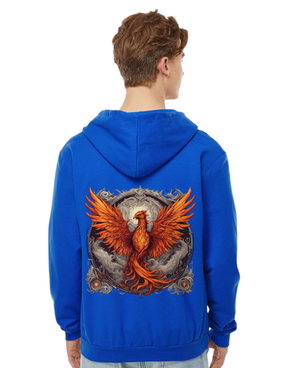 Bordered Phoenix Zip Hoodie