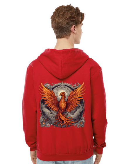 Bordered Phoenix Zip Hoodie