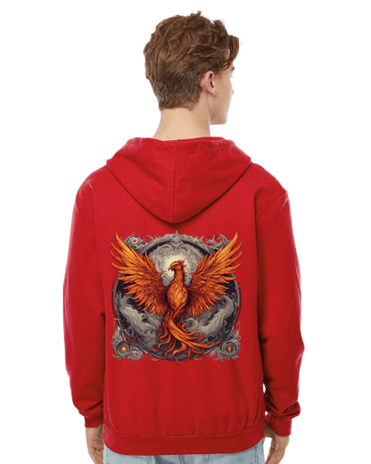 Bordered Phoenix Zip Hoodie