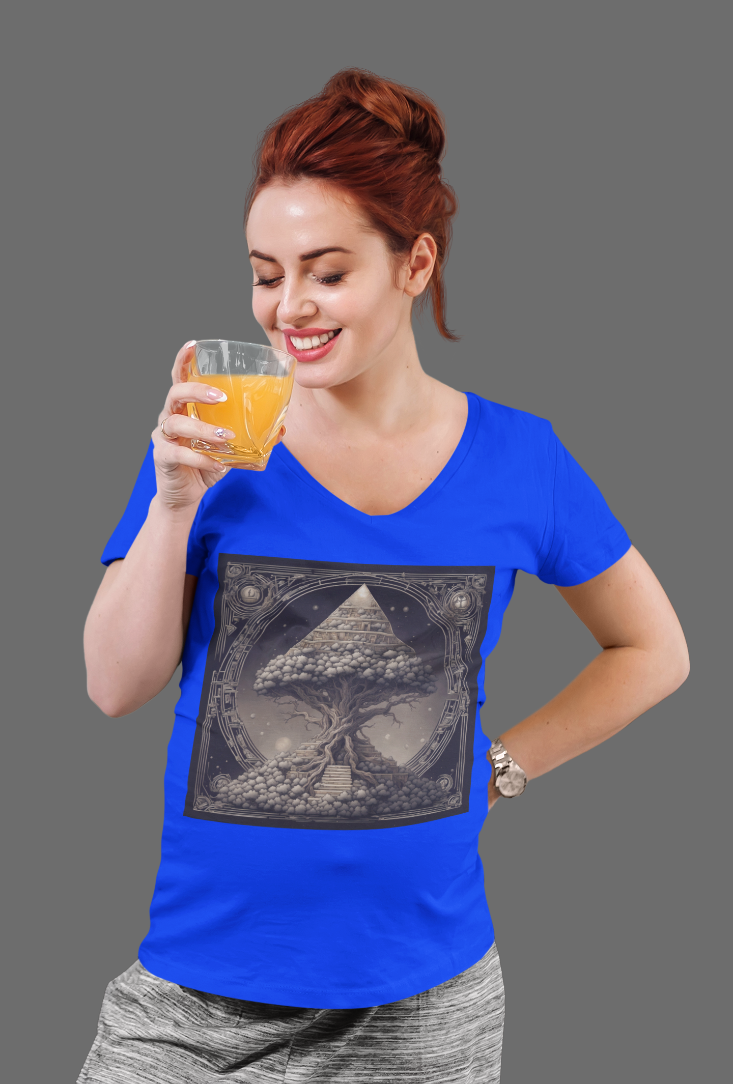 Pyramid World Tree V-Neck Shirt