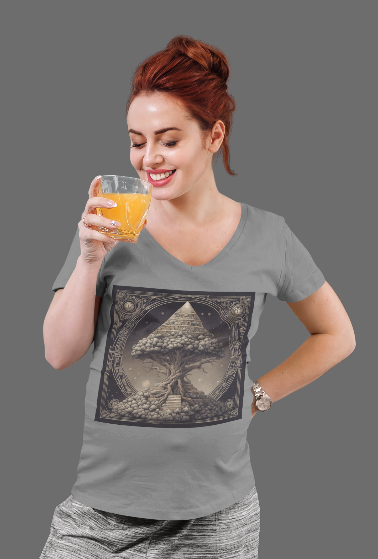 Pyramid World Tree V-Neck Shirt