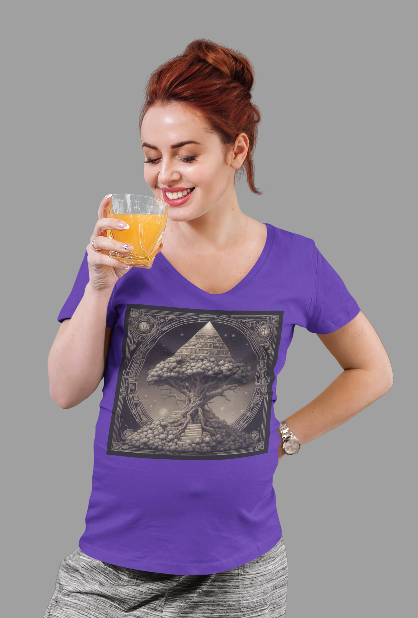 Pyramid World Tree V-Neck Shirt