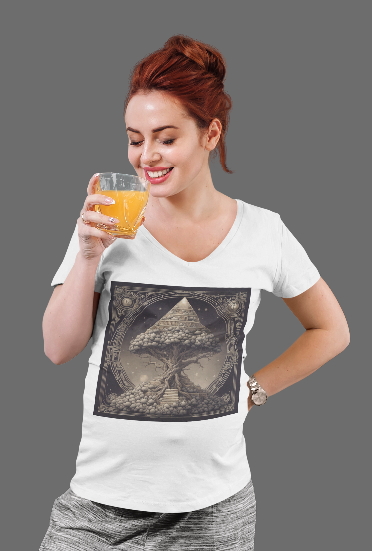 Pyramid World Tree V-Neck Shirt